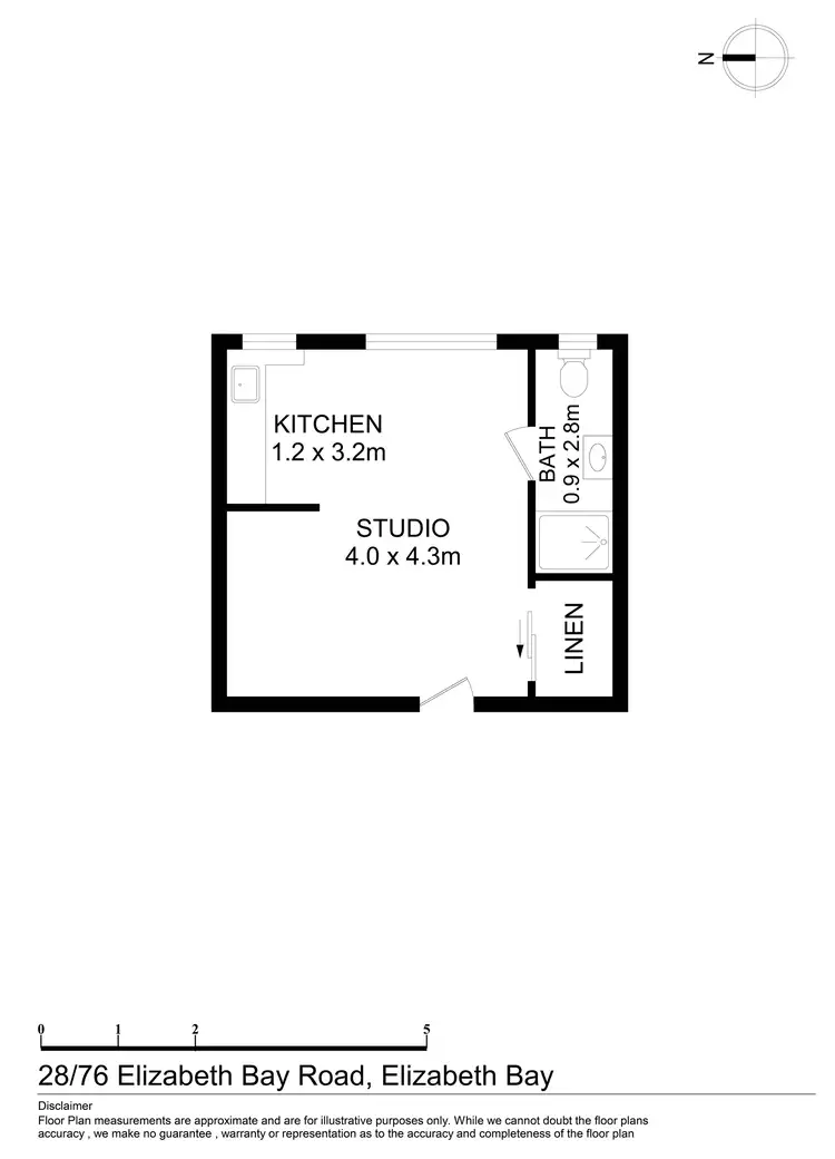 Floorplan of Homely studio listing, Studio/76 Elizabeth Bay Road, Elizabeth Bay NSW 2011