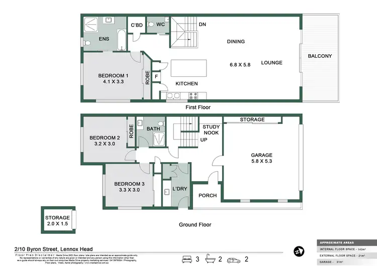 Floorplan of Homely house listing, 2/10 Byron Street, Lennox Head NSW 2478