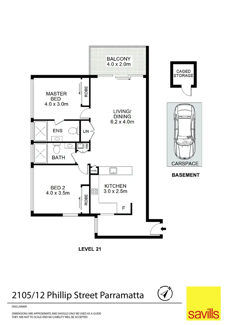 Floorplan of Homely apartment listing, 2105/12 Phillip Street, Parramatta NSW 2150