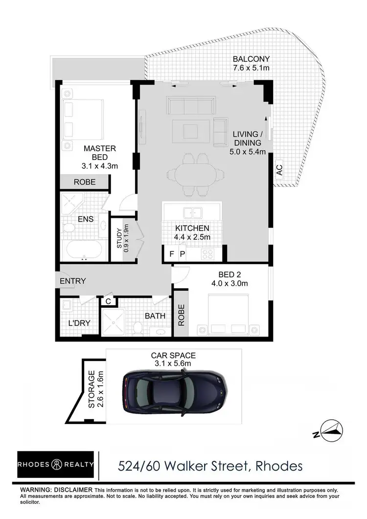 Floorplan of Homely apartment listing, 524/60 Walker Street, Rhodes NSW 2138