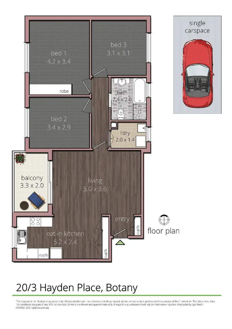 Floorplan of Homely unit listing, 20/3 Hayden Place, Botany NSW 2019