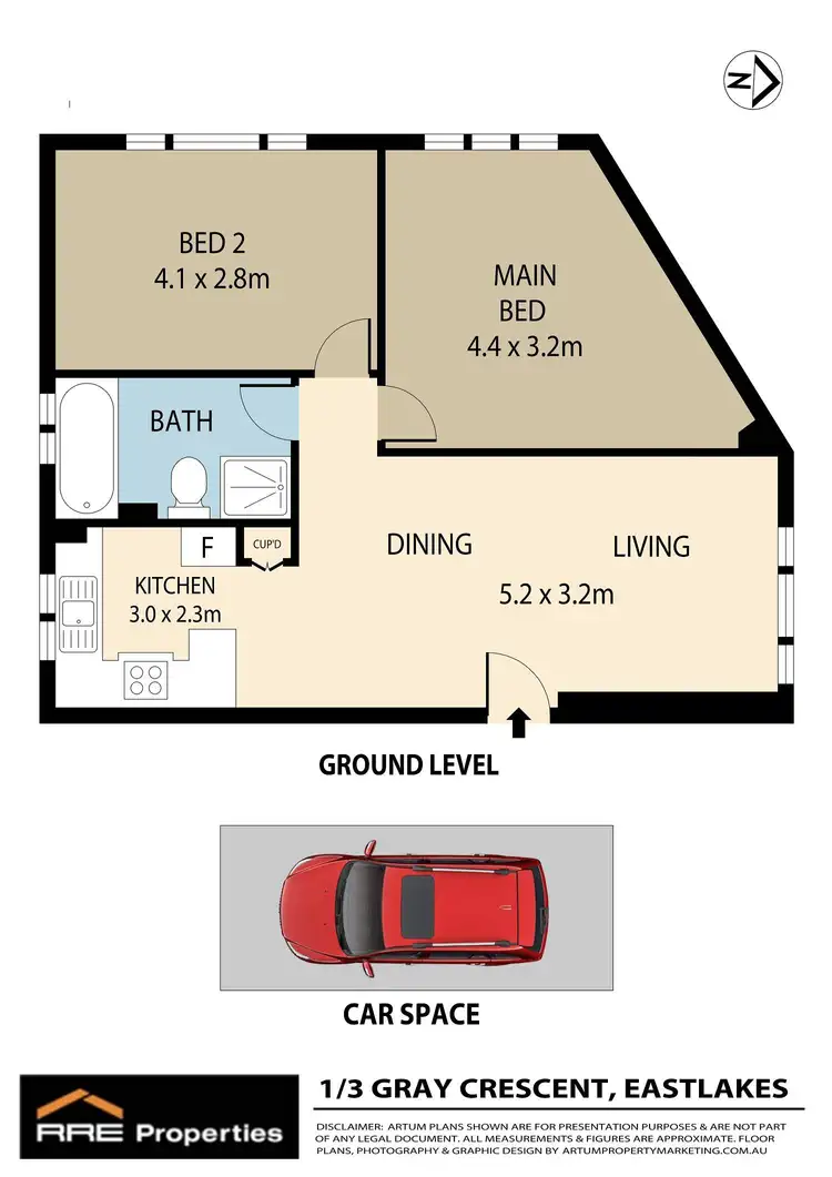 Floorplan of Homely apartment listing, 1/3 Gray Crescent, Eastlakes NSW 2018