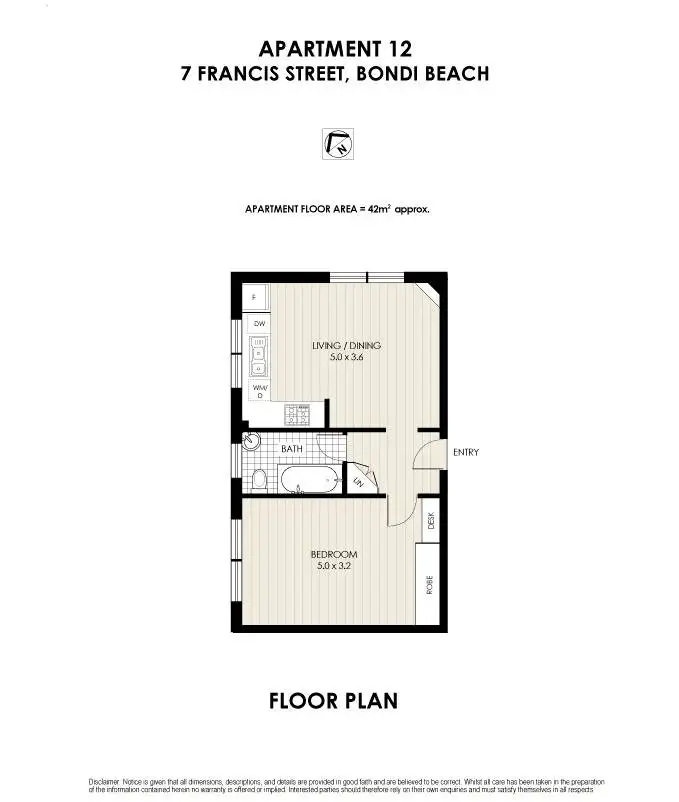 Floorplan of Homely apartment listing, 12/7 Francis Street, Bondi Beach NSW 2026
