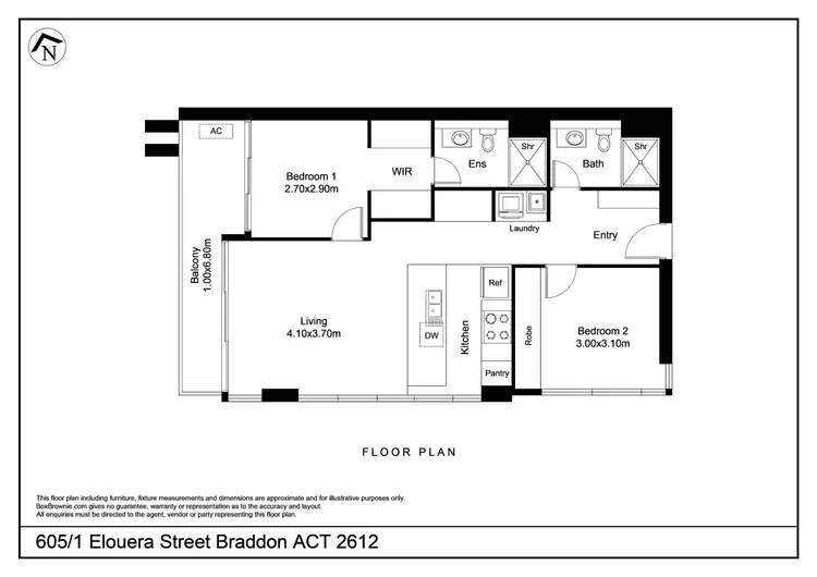 Floorplan of Homely apartment listing, 605/1 Elouera Street, Braddon ACT 2612