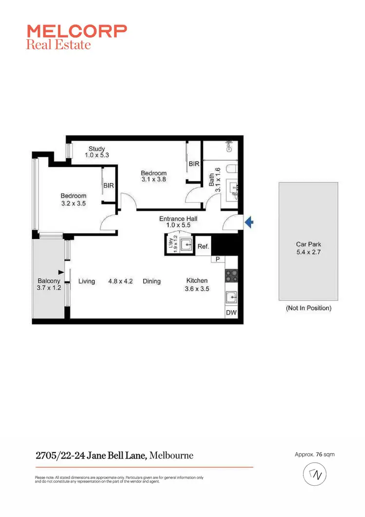 Floorplan of Homely apartment listing, 2705/22-24 Jane Bell Lane, Melbourne VIC 3000