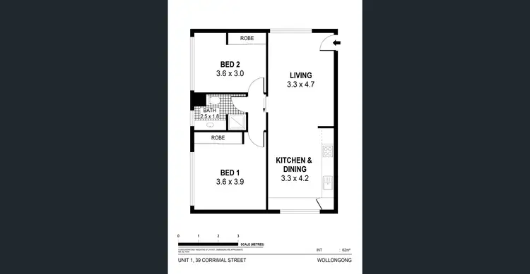Floorplan of Homely unit listing, 1/39 Corrimal Street, Wollongong NSW 2500