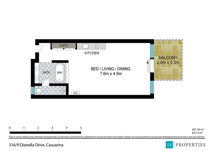 Floorplan of Homely studio listing, 316/9-13 Dianella Drive, Casuarina NSW 2487