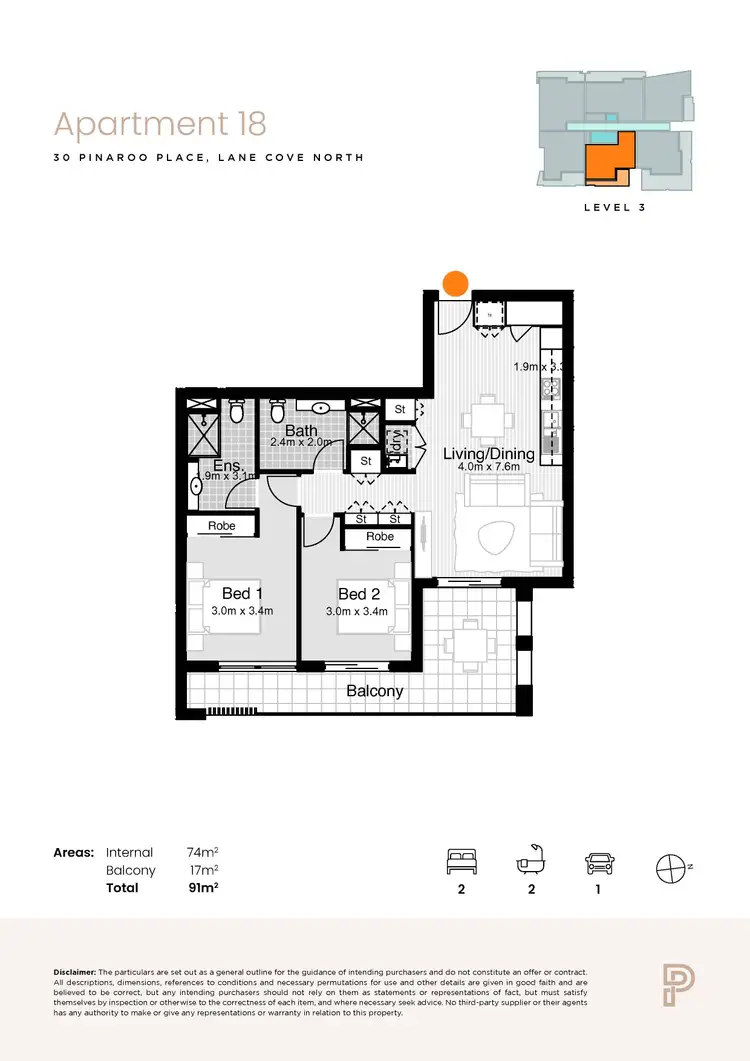 Floorplan of Homely apartment listing, 18/30 Pinaroo Place, Lane Cove North NSW 2066