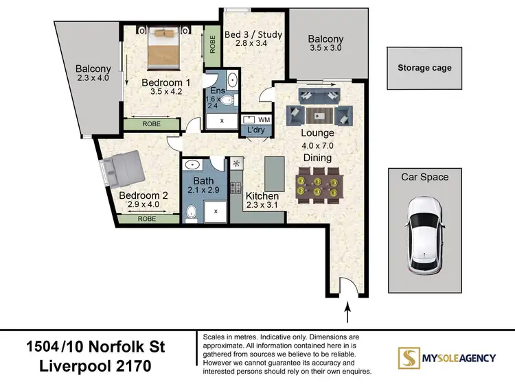 Floorplan of Homely apartment listing, Level 23/B2304/10 Norfolk Street, Liverpool NSW 2170