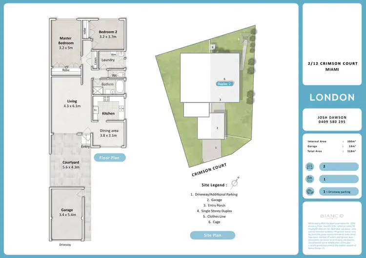 Floorplan of Homely semi-detached listing, 2/12 Crimson Court, Miami QLD 4220