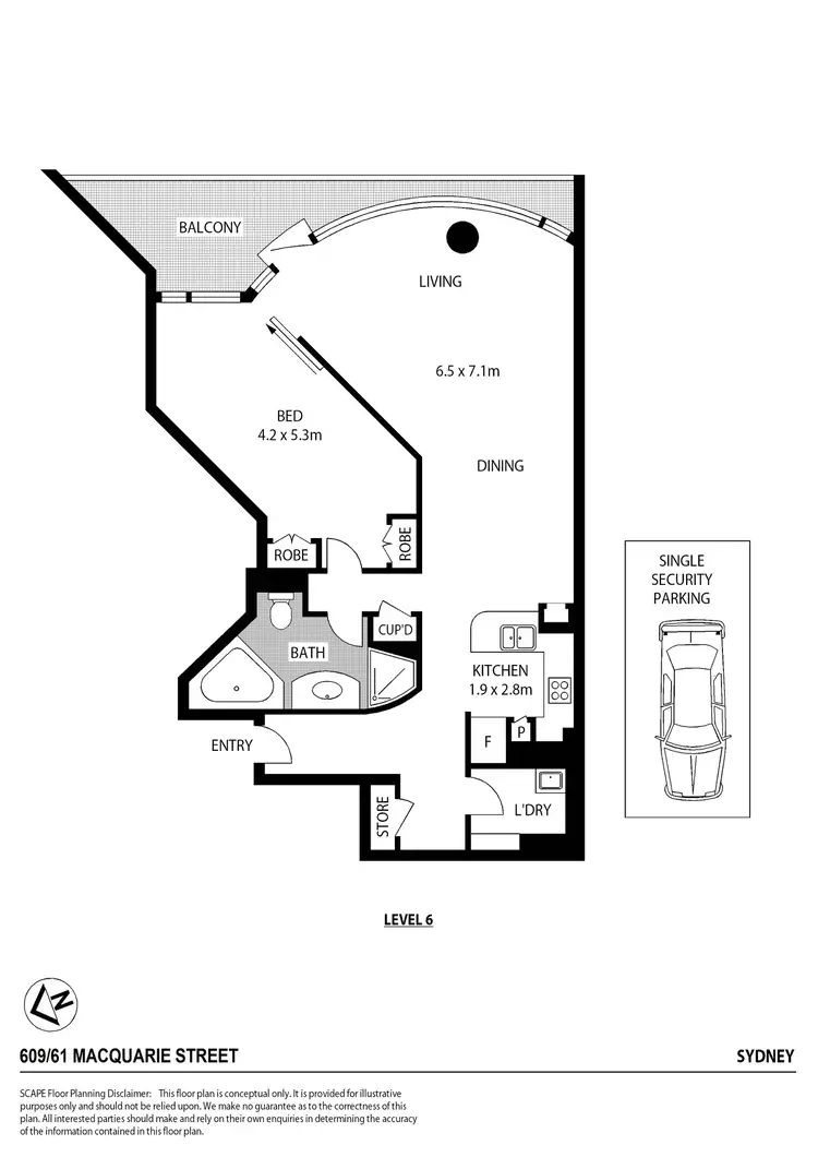 Floorplan of Homely apartment listing, 609/61 Macquarie Street, Sydney NSW 2000