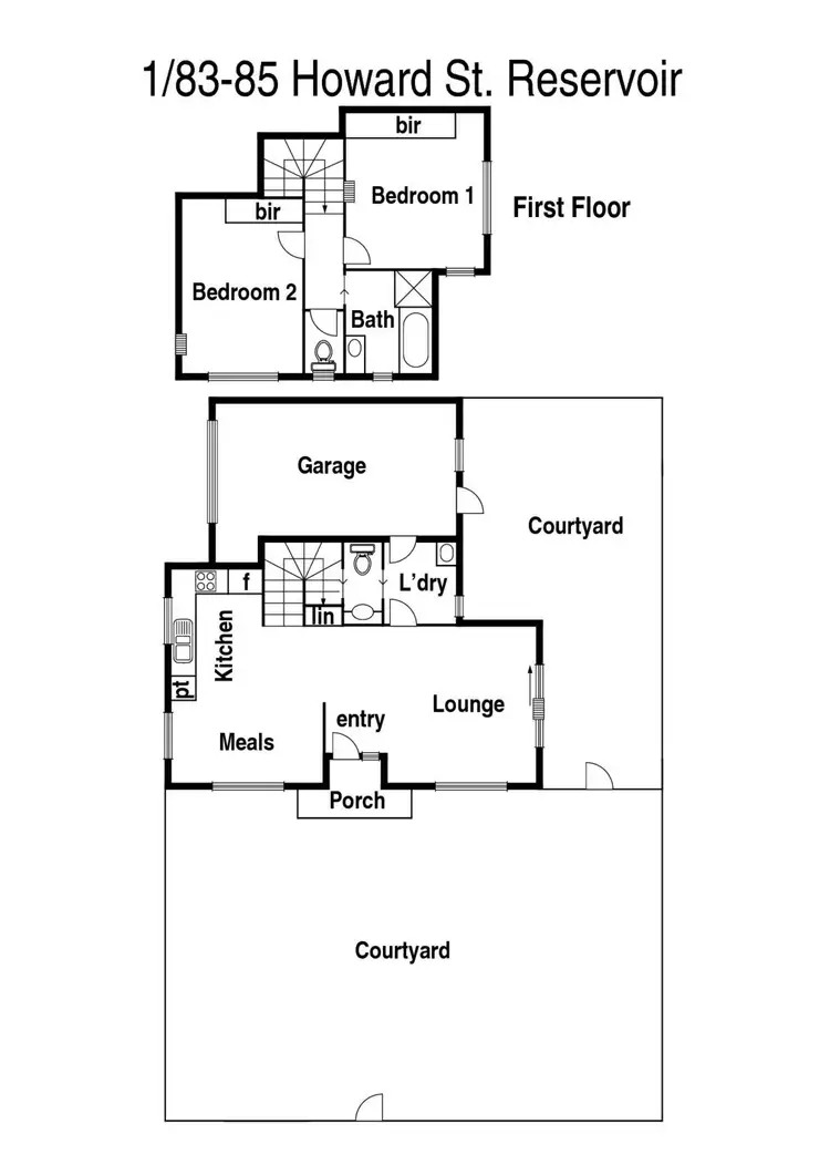Floorplan of Homely townhouse listing, 1/83-85 Howard Street, Reservoir VIC 3073