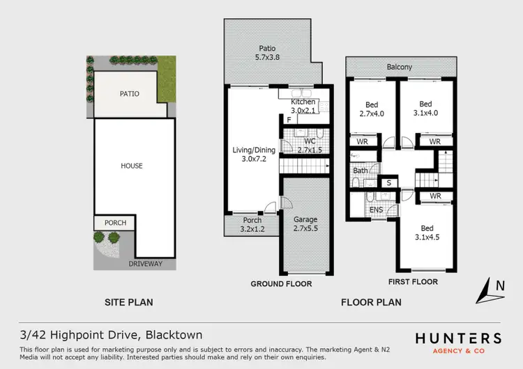 Floorplan of Homely townhouse listing, 3/42 Highpoint Drive, Blacktown NSW 2148