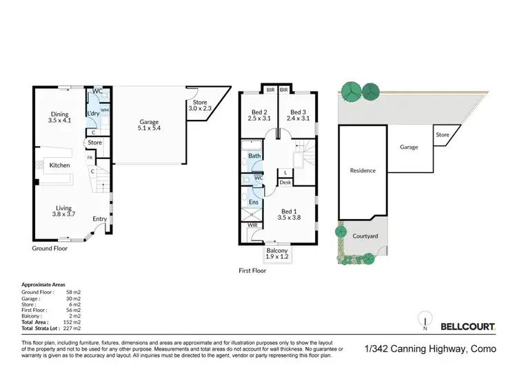 Floorplan of Homely townhouse listing, 1/342 Canning Highway, Como WA 6152