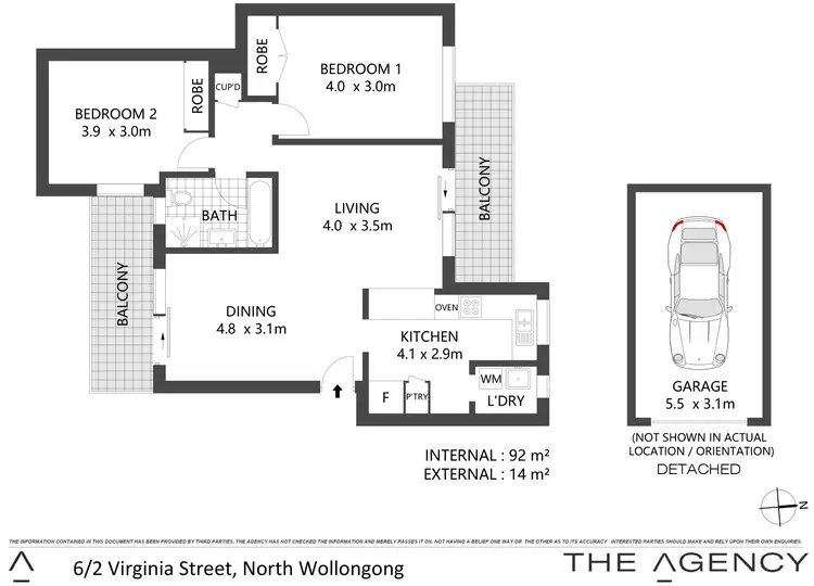Floorplan of Homely unit listing, 6/2 Virginia Street, North Wollongong NSW 2500