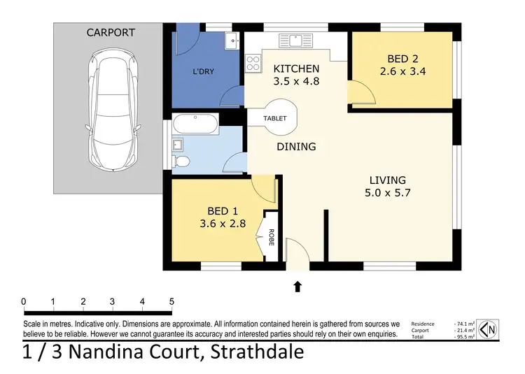 Floorplan of Homely unit listing, 1/3 Nandina Court, Strathdale VIC 3550