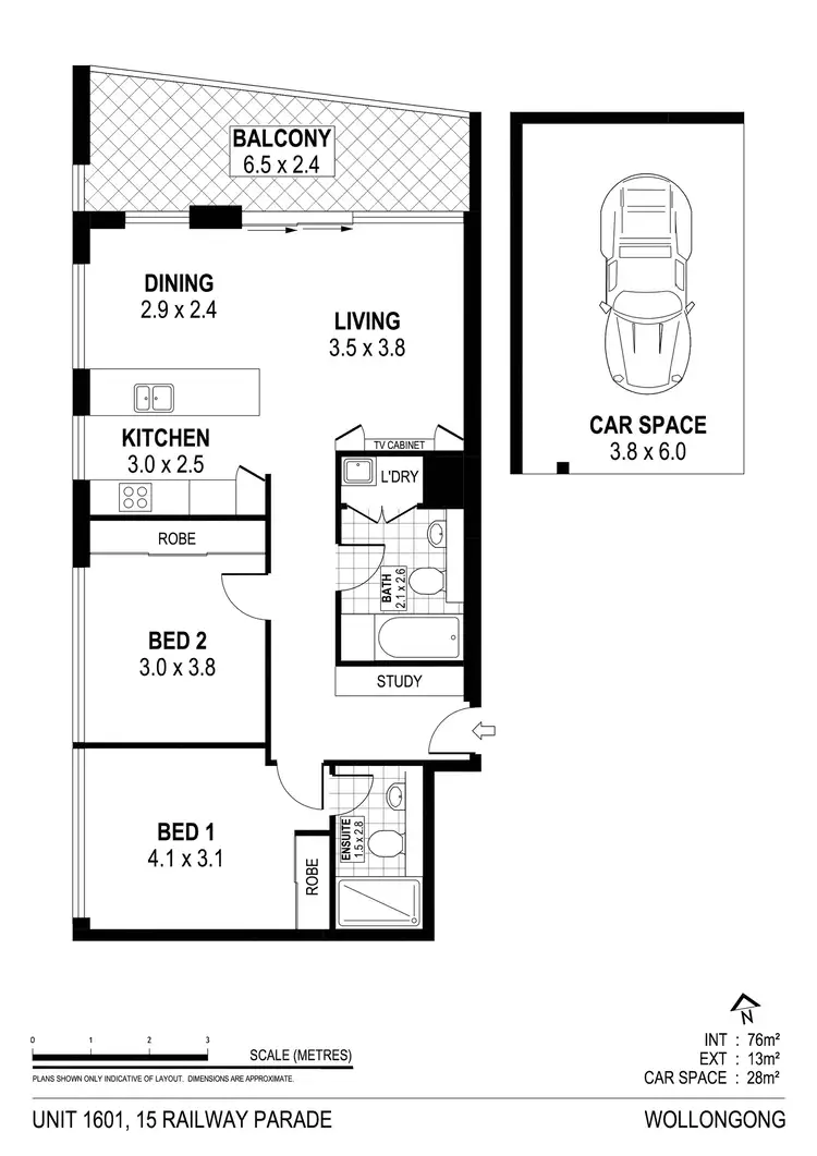 Floorplan of Homely unit listing, 1601/15 Railway Parade, Wollongong NSW 2500