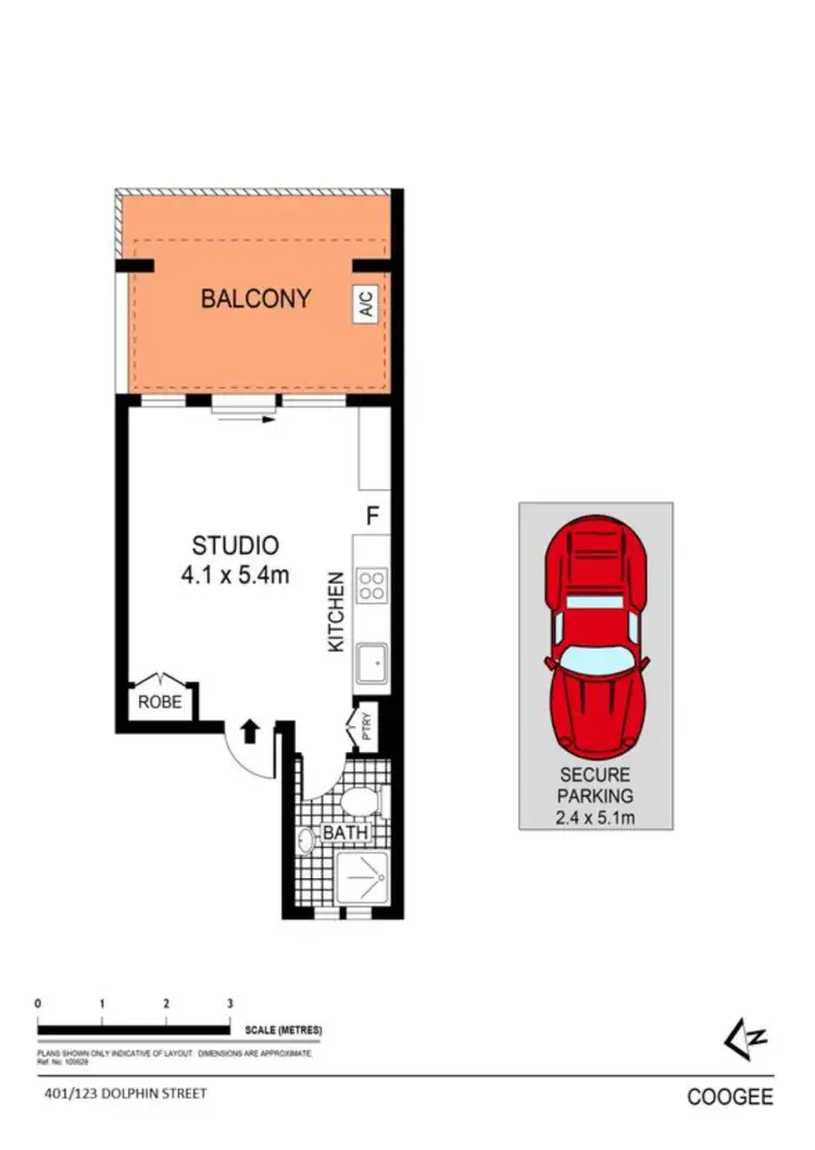 Floorplan of Homely studio listing, 123 Dolphin Street, Coogee NSW 2034