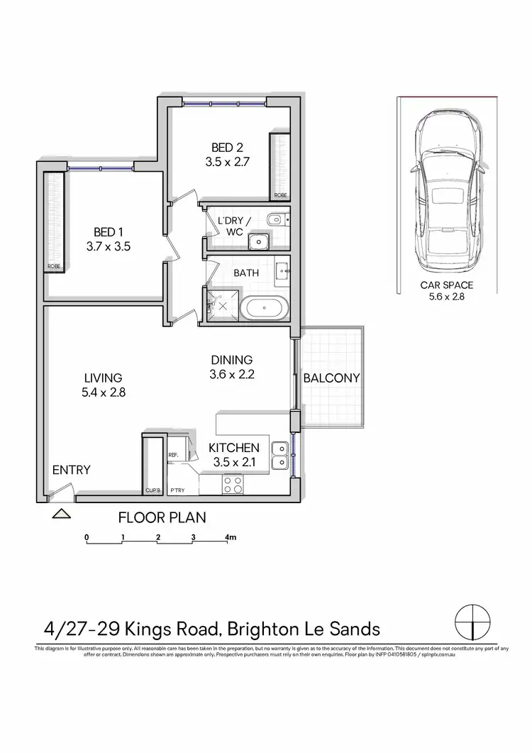 Floorplan of Homely apartment listing, 4/27 Kings Road, Brighton-Le-Sands NSW 2216