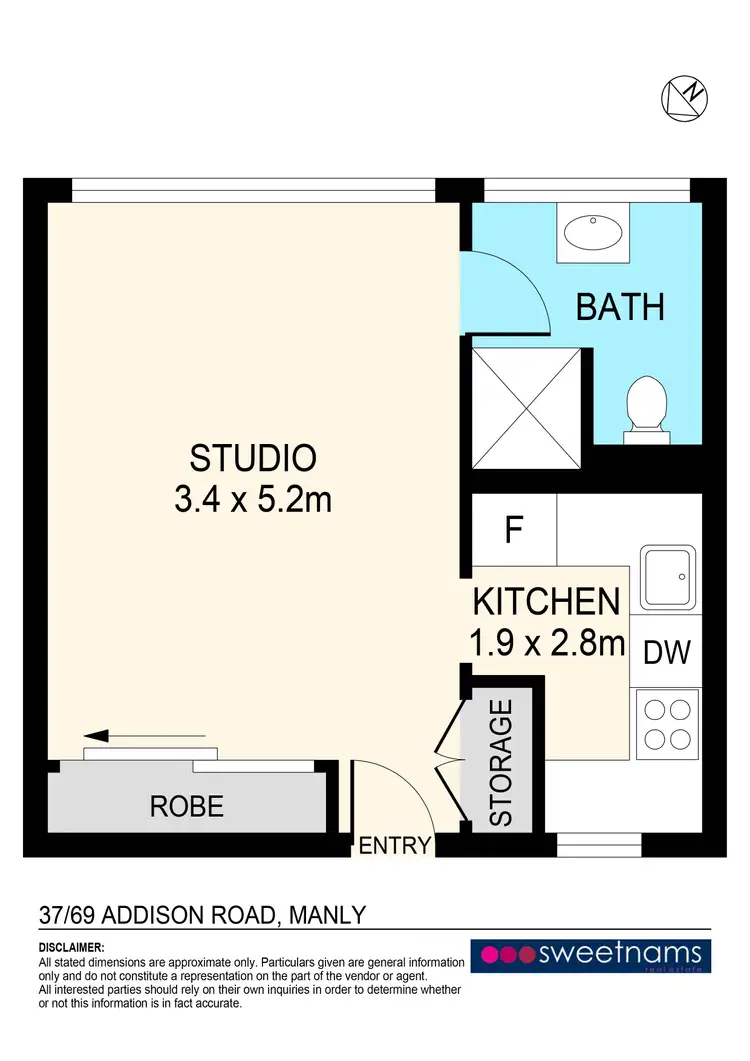 Floorplan of Homely studio listing, 37/69 Addison Road, Manly NSW 2095