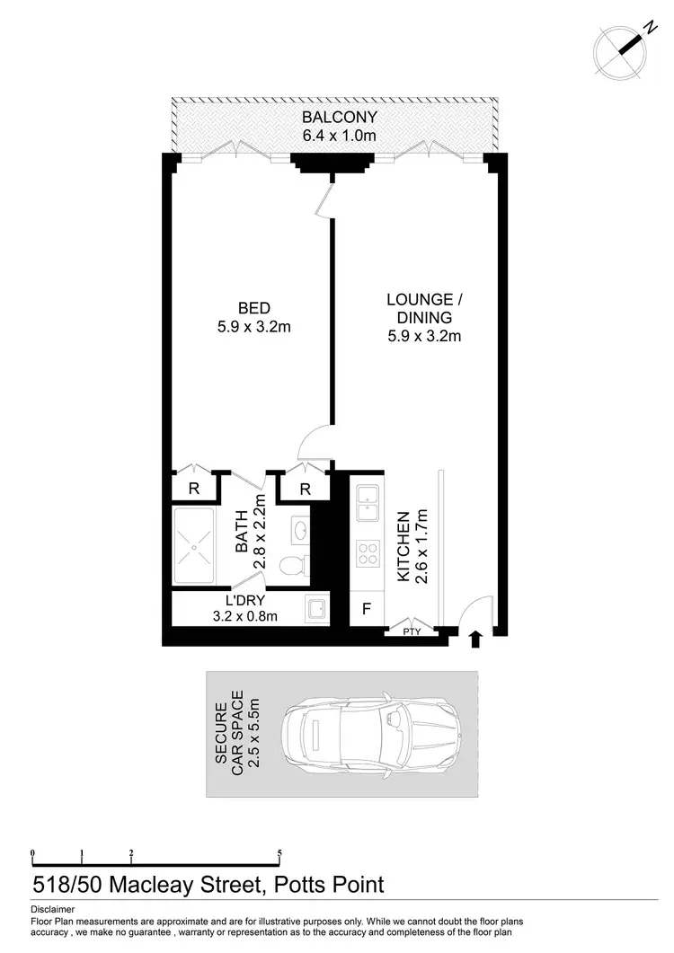 Floorplan of Homely unit listing, 518/50 Macleay Street, Elizabeth Bay NSW 2011