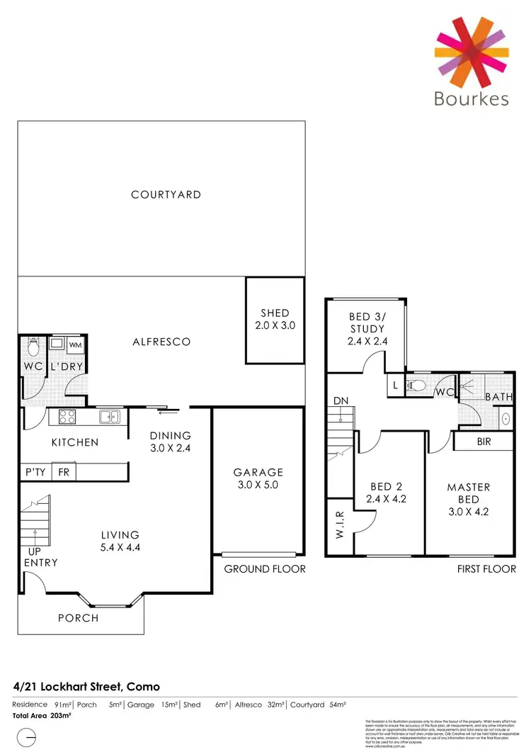 Floorplan of Homely townhouse listing, 4/21 Lockhart Street, Como WA 6152