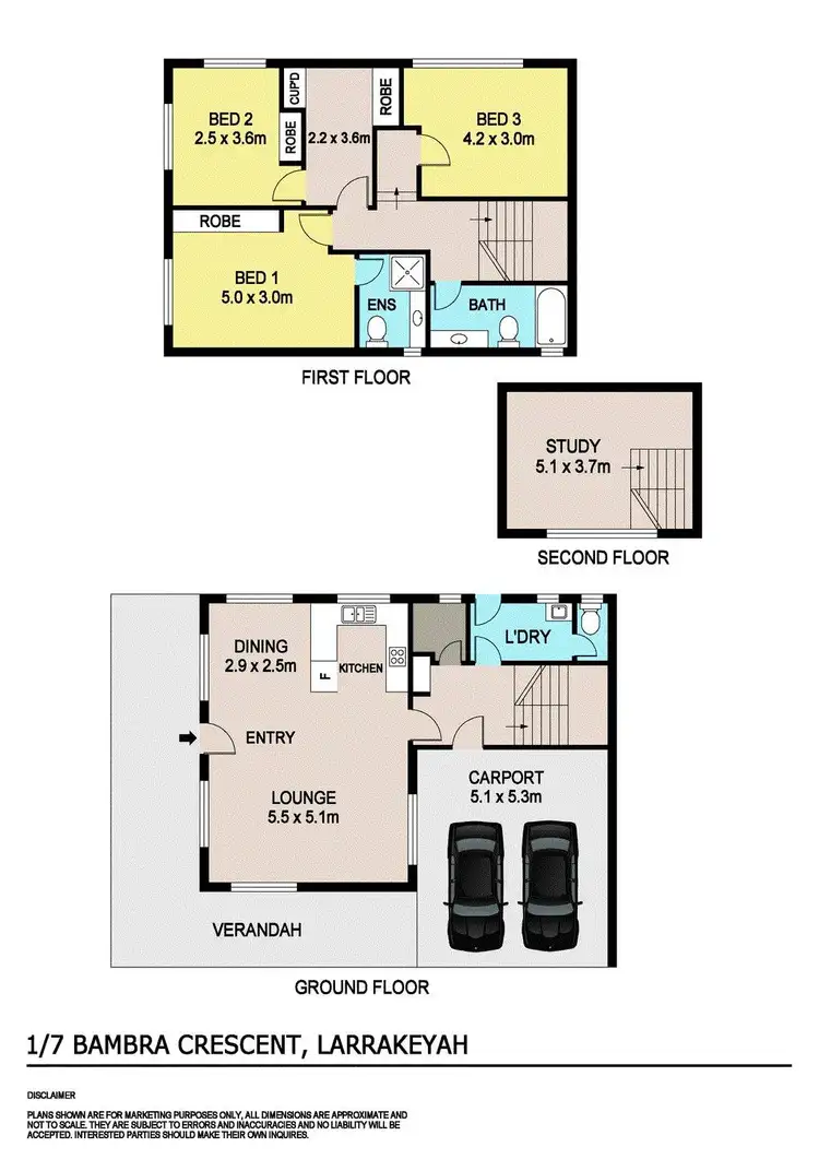 Floorplan of Homely townhouse listing, 1/7 Bambra Crescent, Larrakeyah NT 820