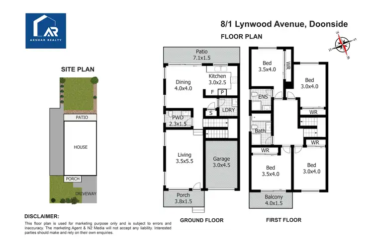 Floorplan of Homely townhouse listing, 8/1 Lynwood Street, Doonside NSW 2767