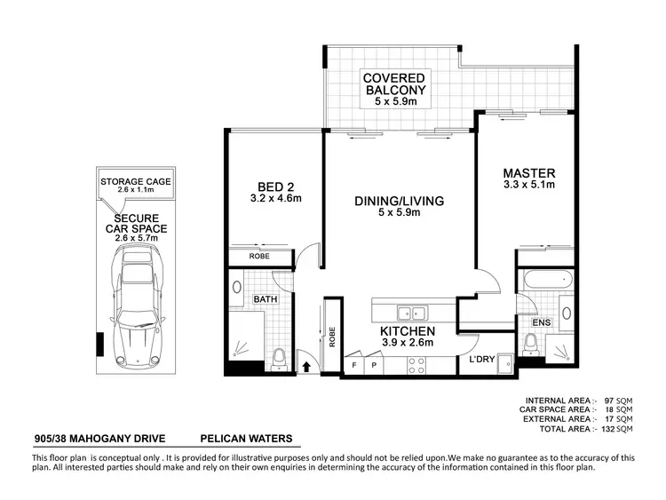Floorplan of Homely unit listing, 905/38 Mahogany Drive, Pelican Waters QLD 4551