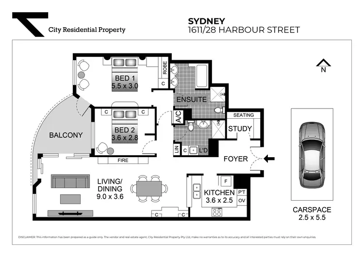 Floorplan of Homely apartment listing, 1611/28 Harbour Street, Sydney NSW 2000