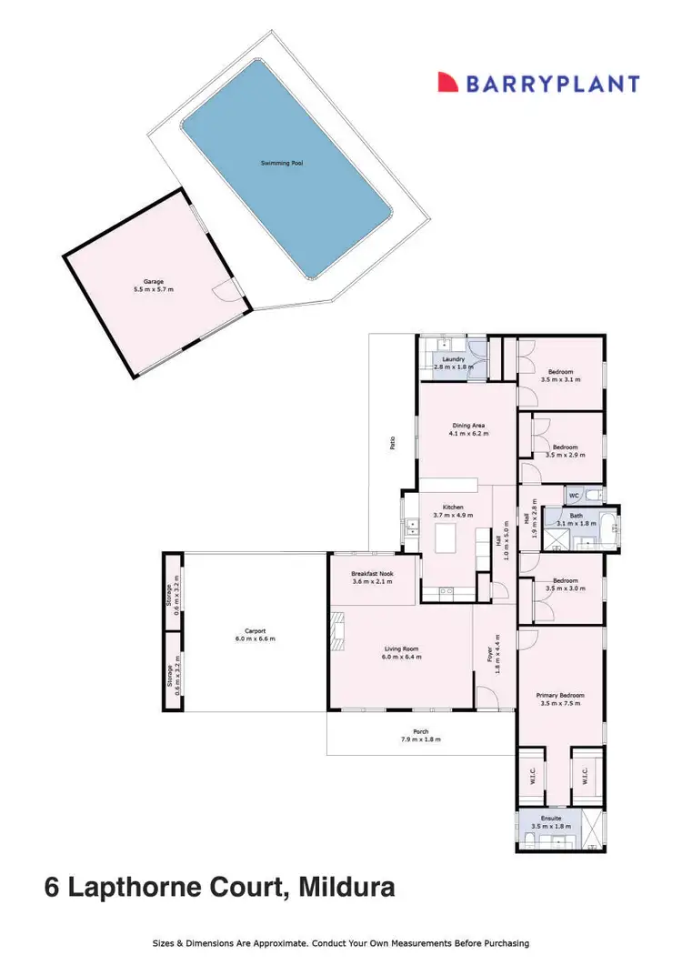Floorplan of Homely house listing, 6 Lapthorne Court, Mildura VIC 3500