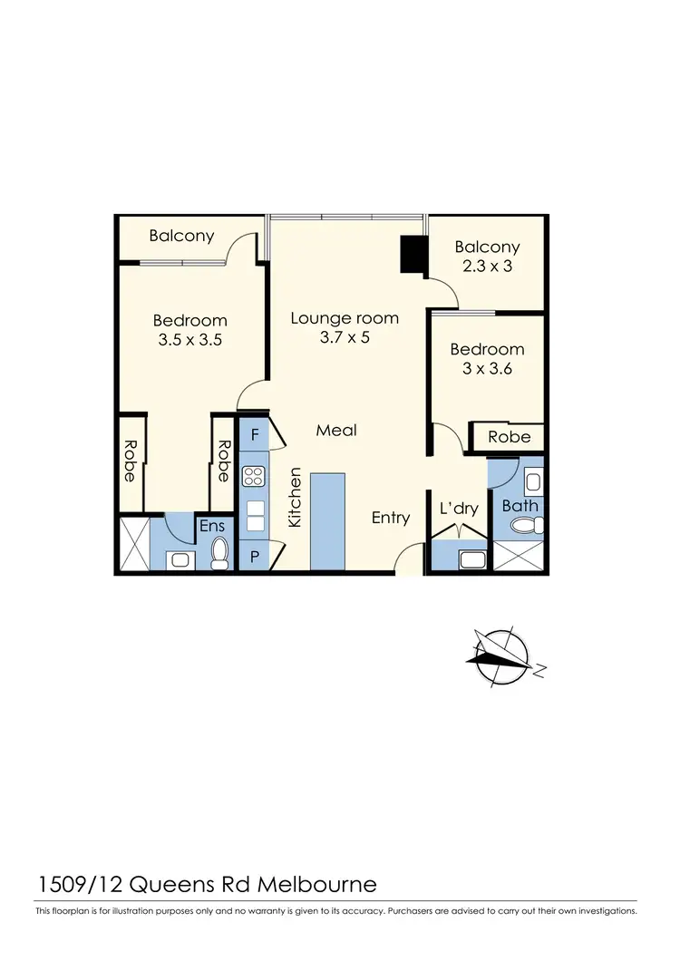 Floorplan of Homely apartment listing, 1509/12 Queens Road, Melbourne VIC 3004