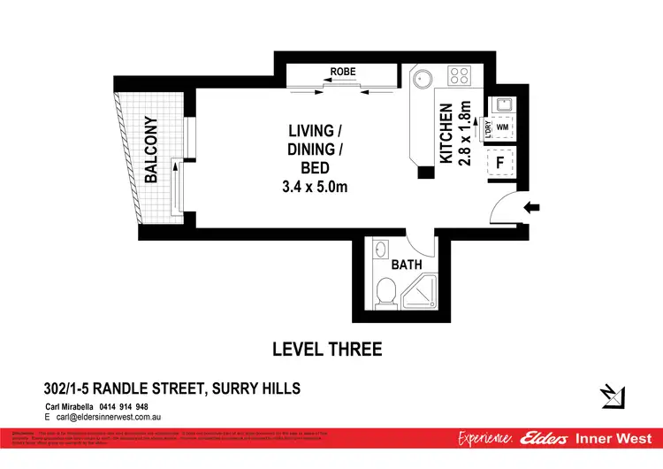Floorplan of Homely apartment listing, 302/1-5 Randle Street, Surry Hills NSW 2010