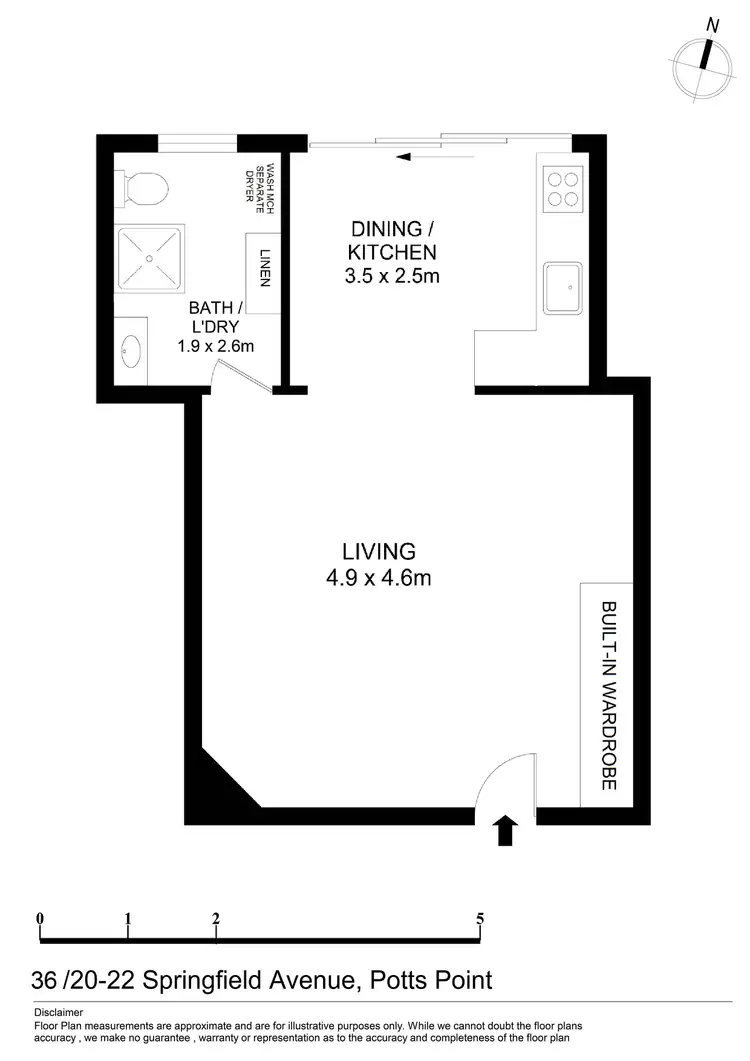 Floorplan of Homely studio listing, 36/20-22 Springfield Avenue, Potts Point NSW 2011
