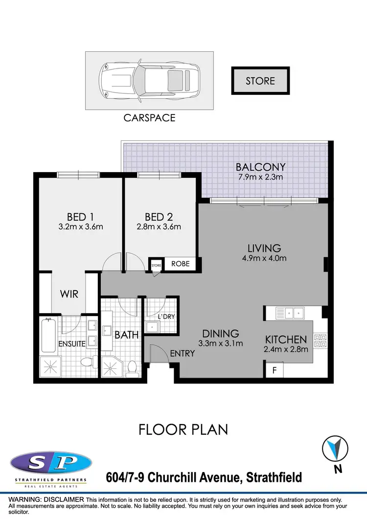 Floorplan of Homely apartment listing, 604/7-9 Churchill Avenue, Strathfield NSW 2135