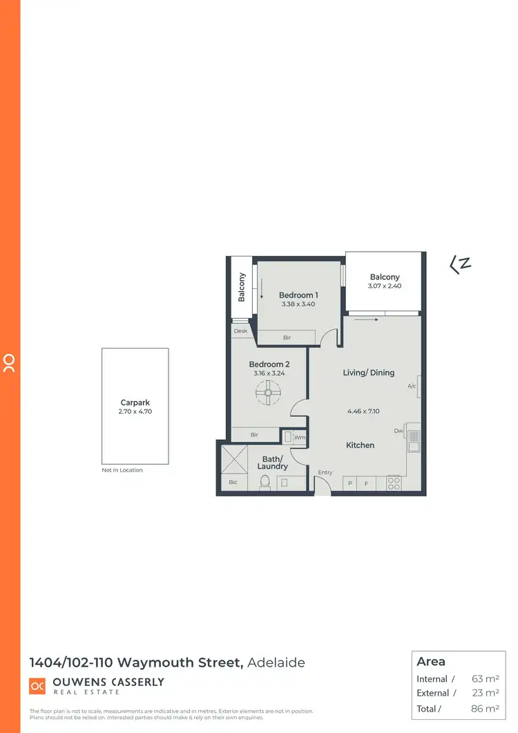 Floorplan of Homely apartment listing, 1404/102-110 Waymouth Street, Adelaide SA 5000