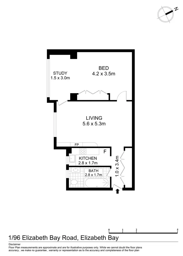 Floorplan of Homely apartment listing, 1/96 Elizabeth Bay Road, Elizabeth Bay NSW 2011