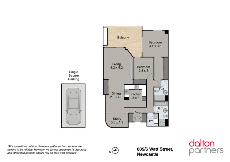Floorplan of Homely unit listing, 605/6 Watt Street, Newcastle NSW 2300