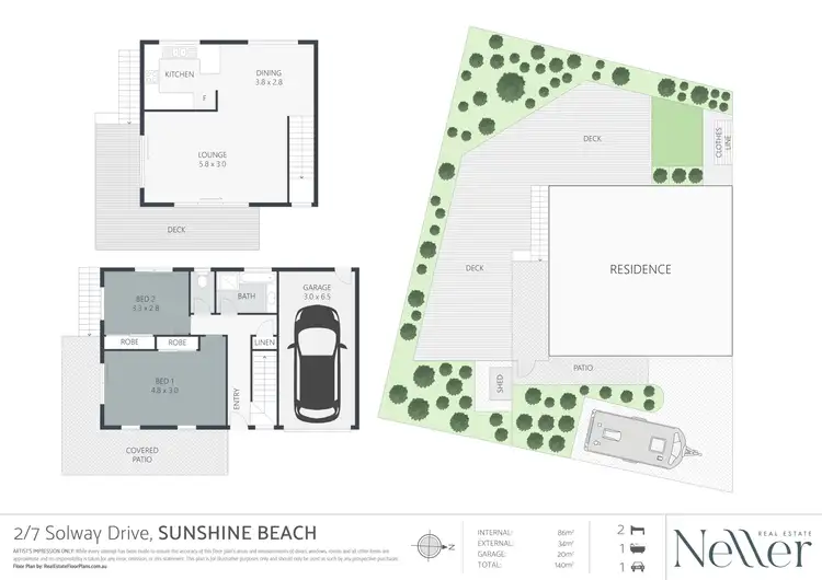 Floorplan of Homely semi-detached listing, 2/7 Solway Drive, Sunshine Beach QLD 4567