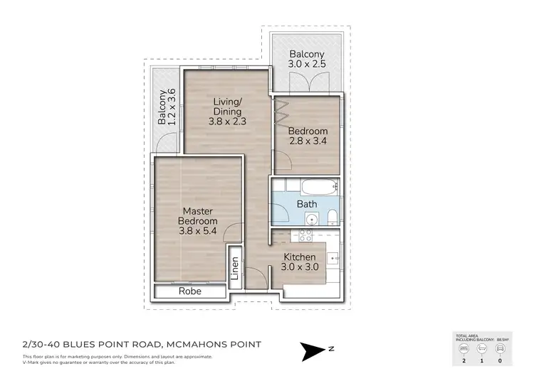 Floorplan of Homely apartment listing, 2/30-40 Blues Point Road, Mcmahons Point NSW 2060