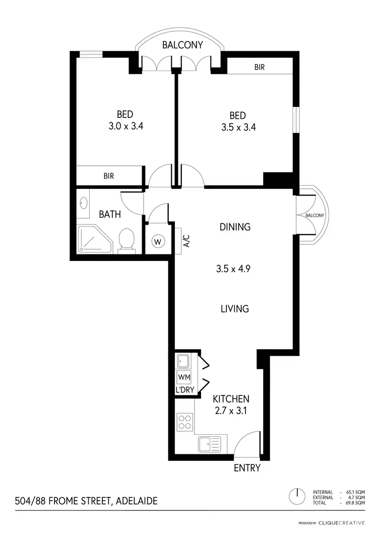 Floorplan of Homely unit listing, 504/88 Frome Street, Adelaide SA 5000