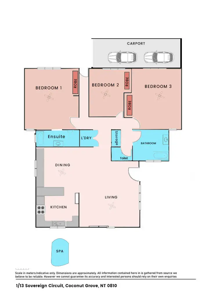 Floorplan of Homely unit listing, 1/13 Sovereign Circuit, Coconut Grove NT 810