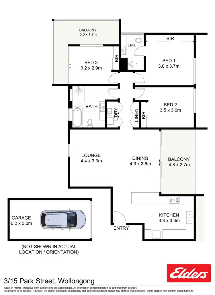 Floorplan of Homely unit listing, 3/15 Park Street, North Wollongong NSW 2500