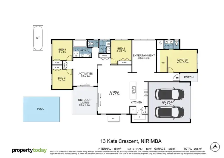 Floorplan of Homely house listing, 13 Kate Crescent, Nirimba QLD 4551