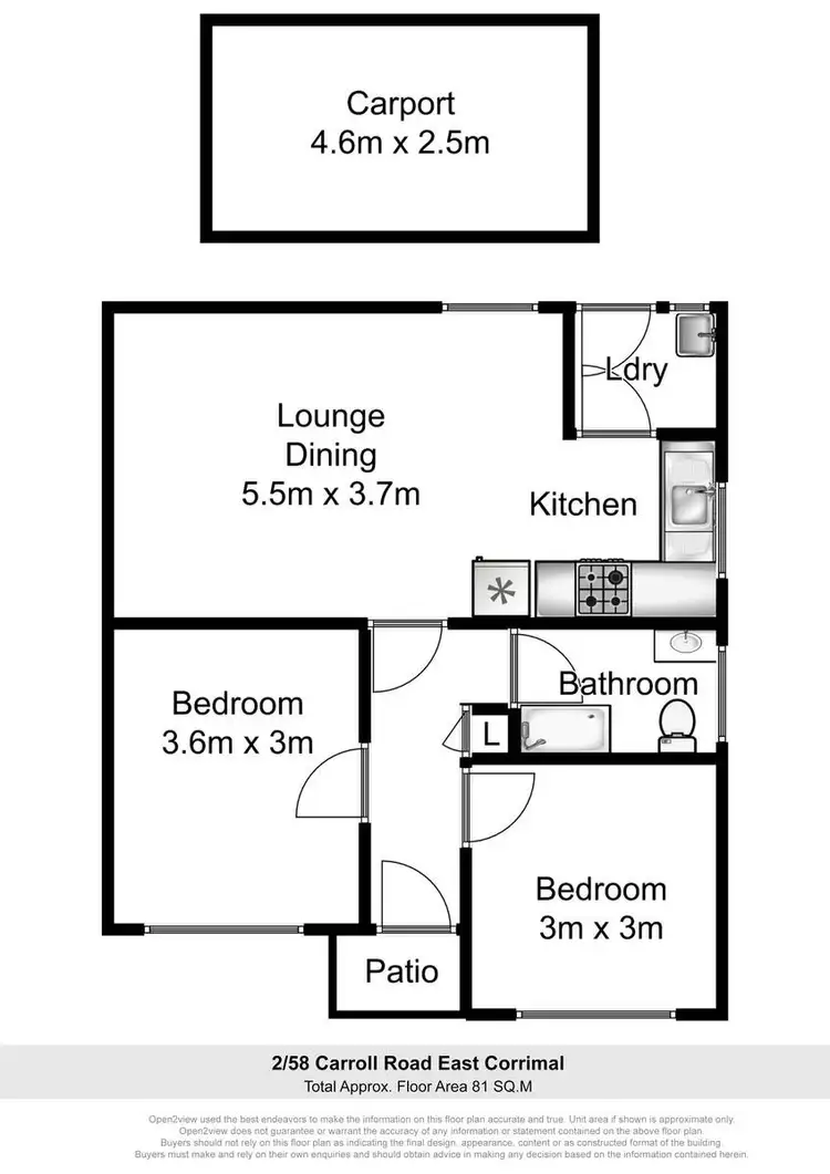 Floorplan of Homely unit listing, 2/58 Carroll Road, East Corrimal NSW 2518