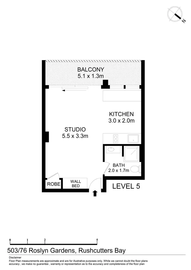 Floorplan of Homely studio listing, 503/76 Roslyn Gardens, Rushcutters Bay NSW 2011