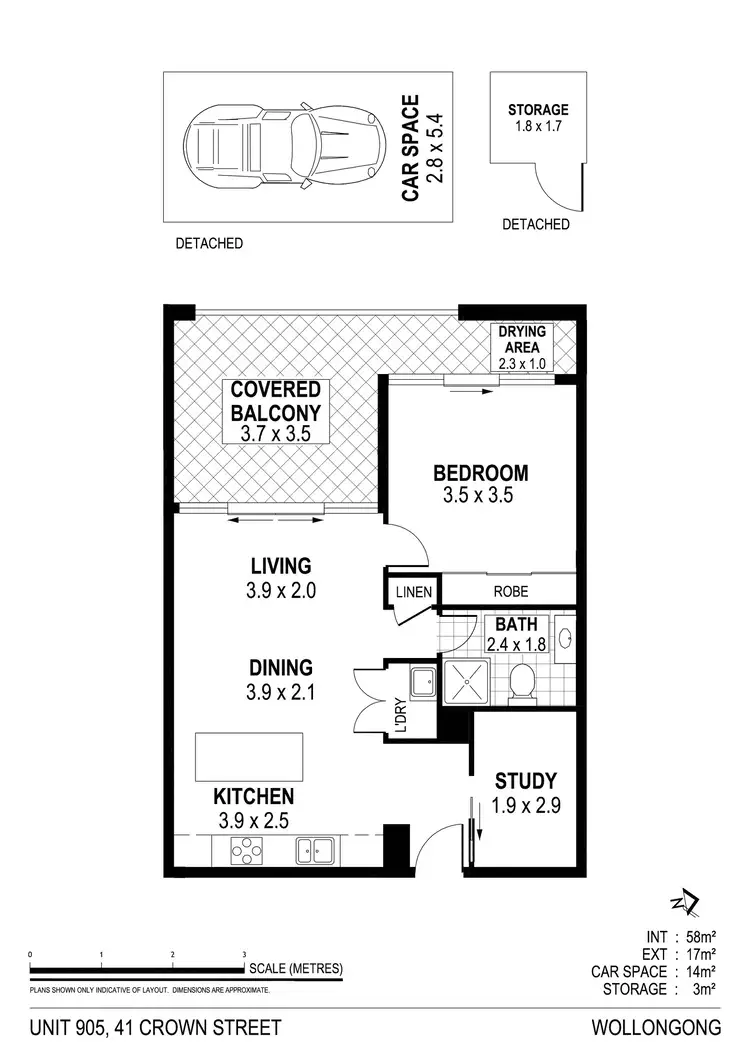 Floorplan of Homely unit listing, 905/41 Crown Street, Wollongong NSW 2500