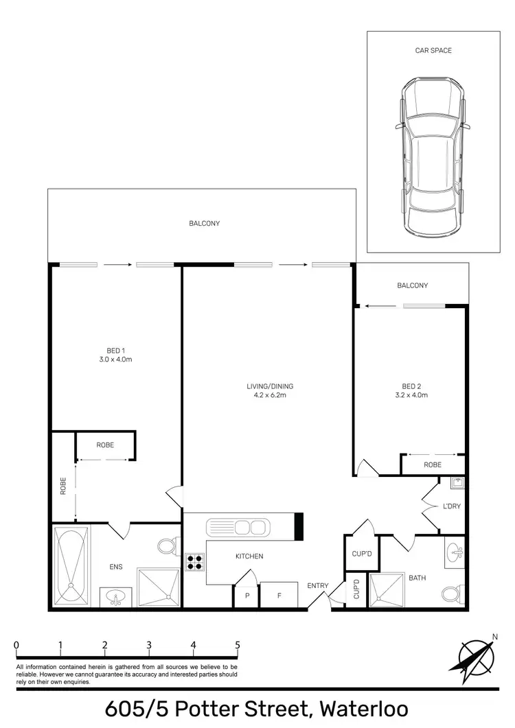 Floorplan of Homely apartment listing, 605/5 Potter Street, Waterloo NSW 2017