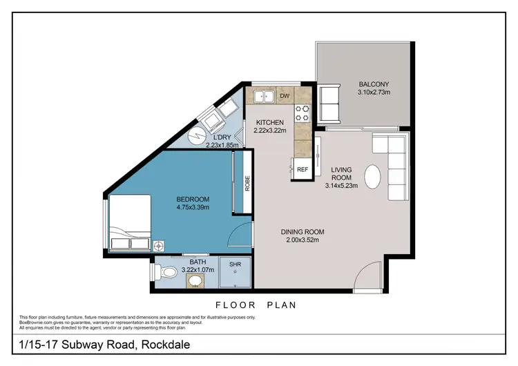 Floorplan of Homely apartment listing, 1/15-17 Subway Road, Rockdale NSW 2216