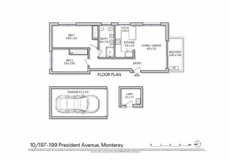 Floorplan of Homely apartment listing, 10/197 President Avenue, Monterey NSW 2217